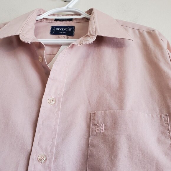Vintage 90s Givenchy Logo button up shirt pink size L/XL - Picture 3 of 5